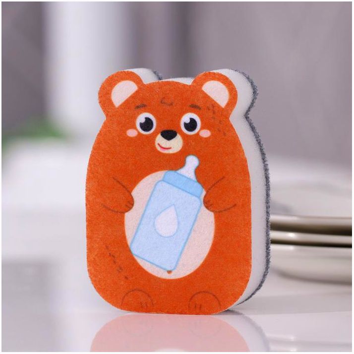 Губка для мытья посуды «Миша» 8,4х6 см артикул анонс 7621130