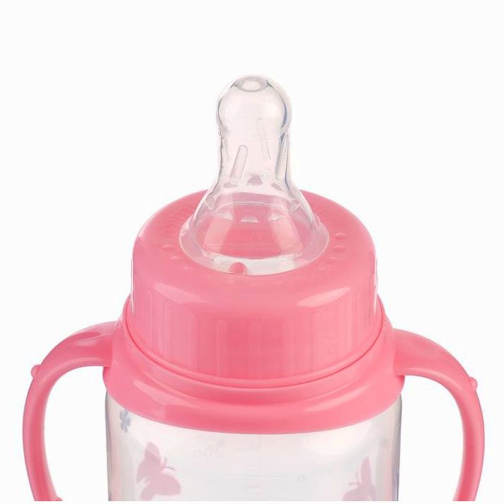 Картинка Бутылочка «Моя первая бутылочка», классическое горло, с ручками, 250 мл., от 0 мес., цвет розовый (№2969841) от магазина Мир детей Товары для Новорожденных