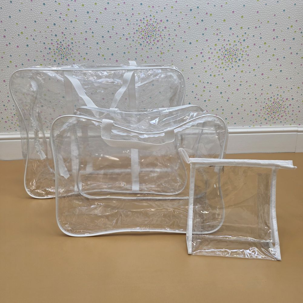 Сумки в роддом (прозрачные) №6804 + №6805 + №6803 артикул анонс 6825