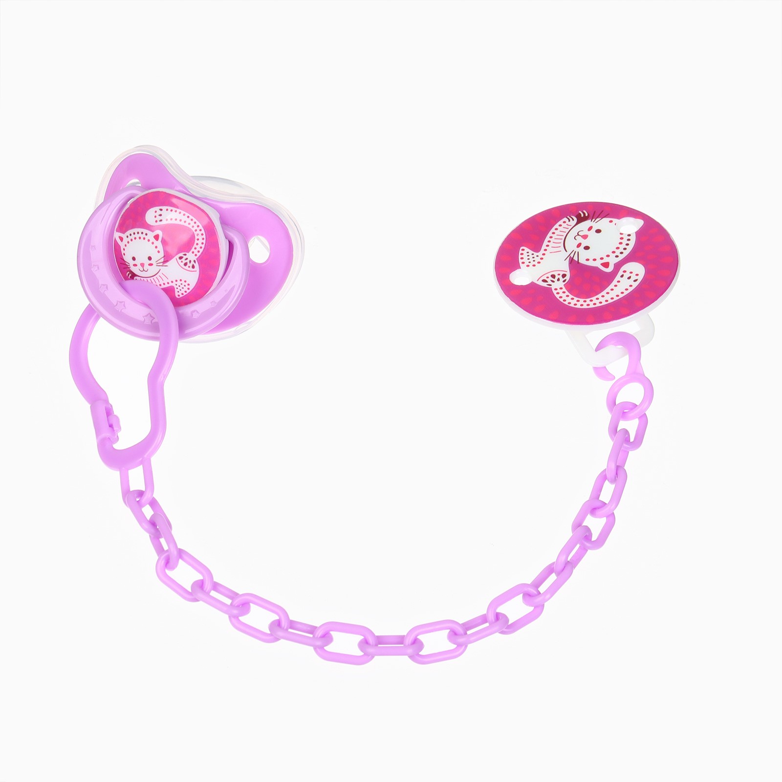 Картинка Пустышка ортодонт., с колпачком и держателем, от 0 мес., цвет Фиолет / Роз (№10852217) от магазина Мир детей Товары для Новорожденных