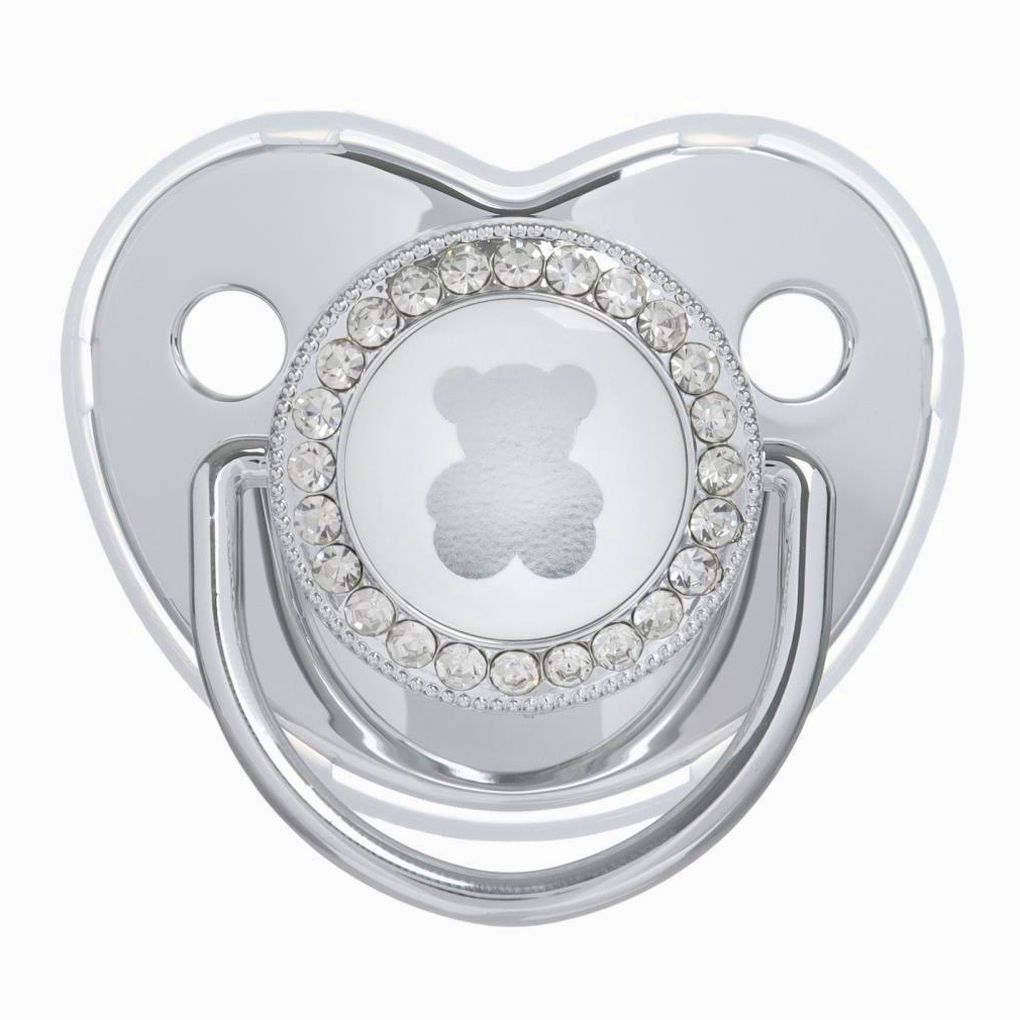 Картинка Набор: пустышка ортодонтическая с держателем «Мишка», , от 6 мес, серебряная, стразы (№10092761) от магазина Мир детей Товары для Новорожденных
