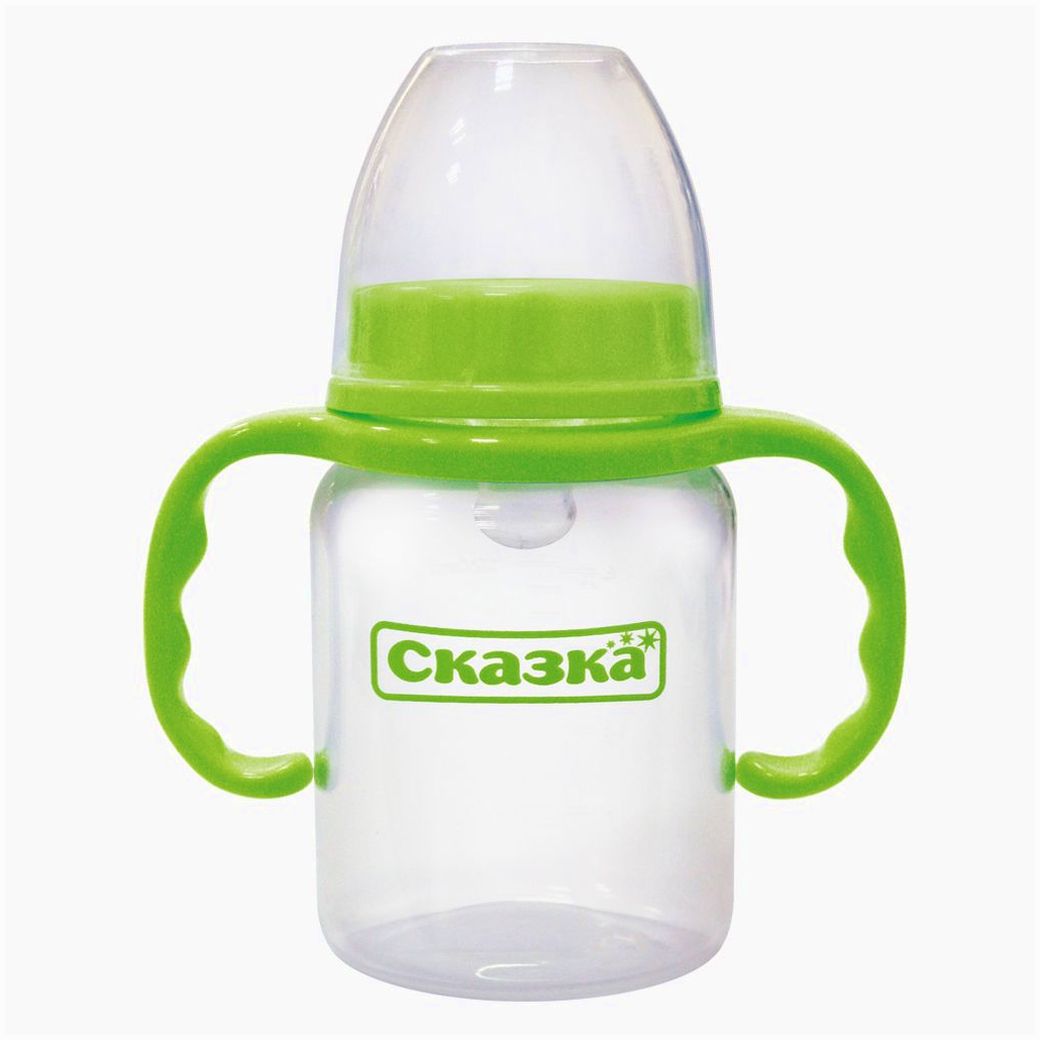 Картинка Бутылочка классическая с ручками (пластик, силиконовая соска) (№1003С) от магазина Мир детей Товары для Новорожденных
