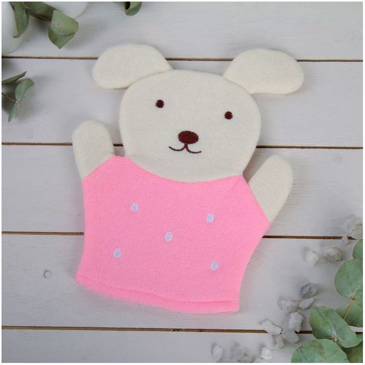 Мочалка-варежка детская для купания Доляна «Дружок» артикул анонс 4694156