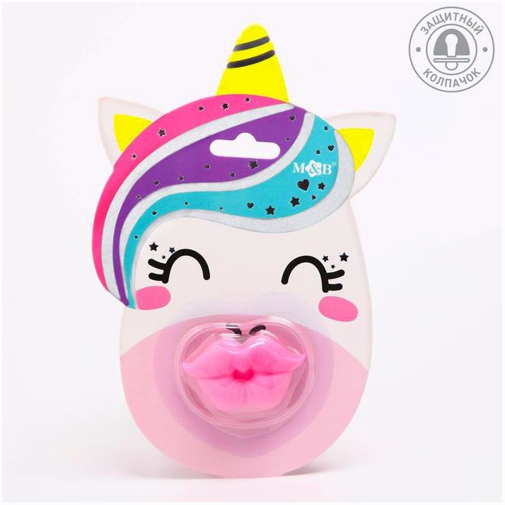 Пустышка силиконовая ортодонтическая «Единорог»,от 0 мес.,с колпачком артикул анонс 4350610