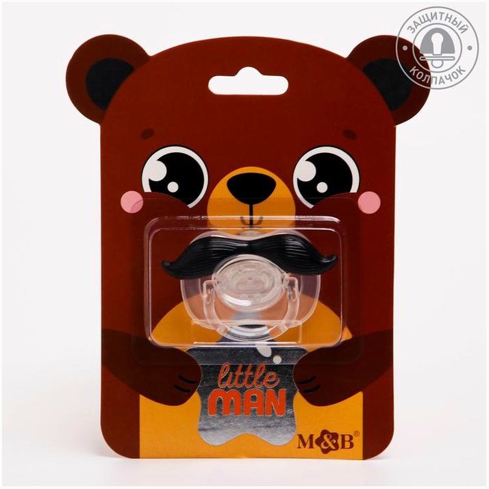 Пустышка силиконовая ортодонтическая «Мишка»,от 0 мес., с колпачком артикул анонс 4350612