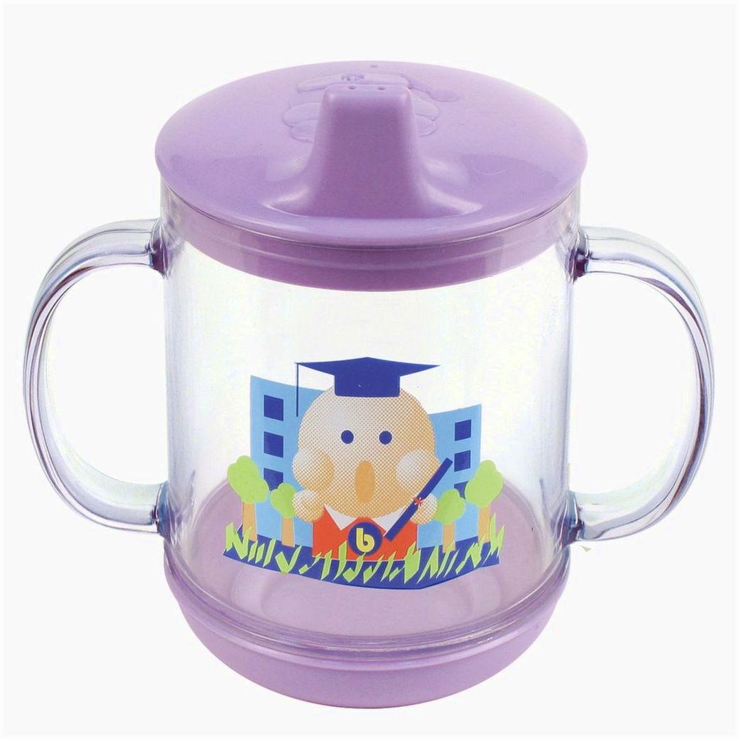 № 1933С Поильник с ручками с нескользящим дном (прозрачный пластик)