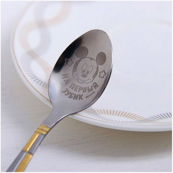 Картинка Ложечка детская, 2,3 х 11 см "На первый зубик", Микки Маус (№1498555) от магазина Мир детей Товары для Новорожденных
