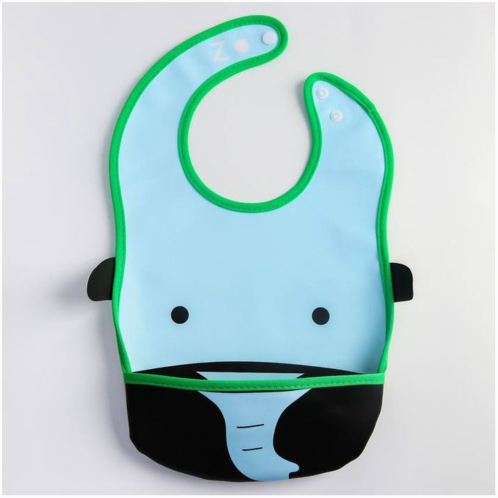 Картинка Нагрудник для кормления «Слоник» непромокаемый на кнопке, с карманом (№1026892) от магазина Мир детей Товары для Новорожденных