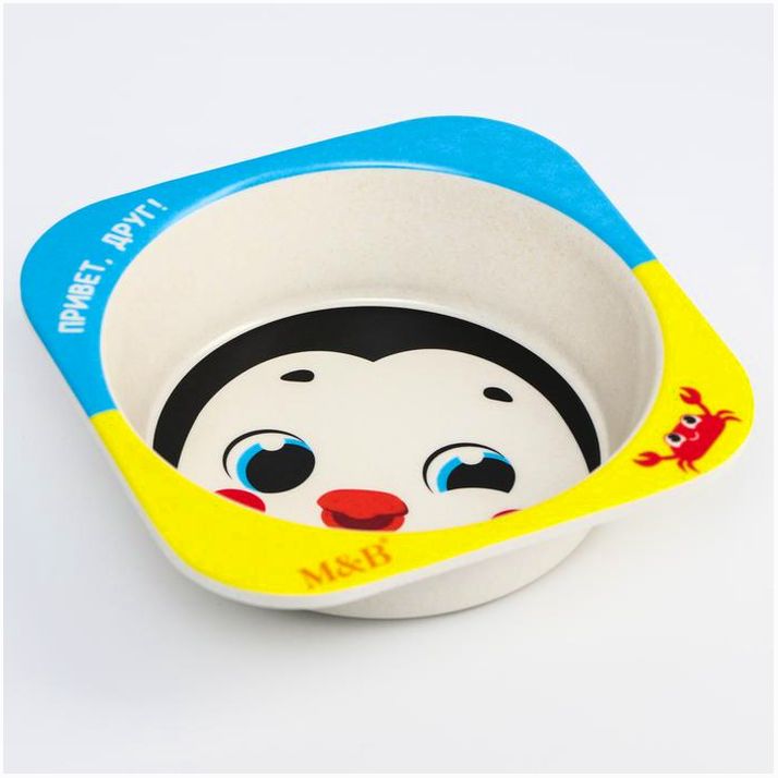 № 5083918 Миска - тарелочка детская из бамбука «Пингвин», 14х14х4