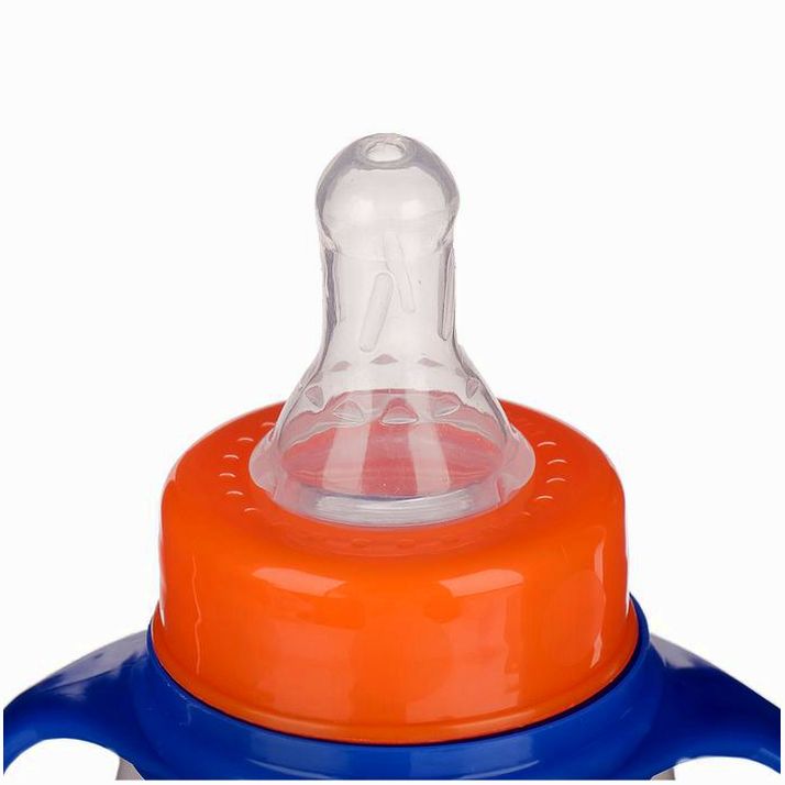 Картинка Бутылочка «Лучший ребёнок», классическое горло, приталенная, с ручками, 150 мл, от 0 мес, цвет синий (№2969867) от магазина Мир детей Товары для Новорожденных