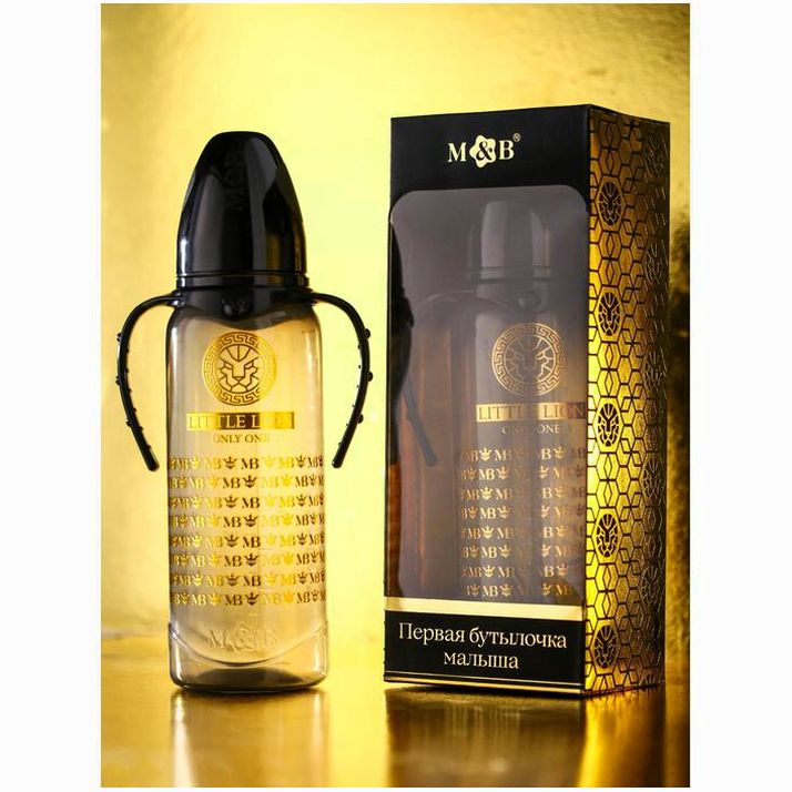 Бутылочка «Little lion», классическое горло, с ручками, 250 мл., от 0 мес., Золотая коллекция артикул анонс 5483880