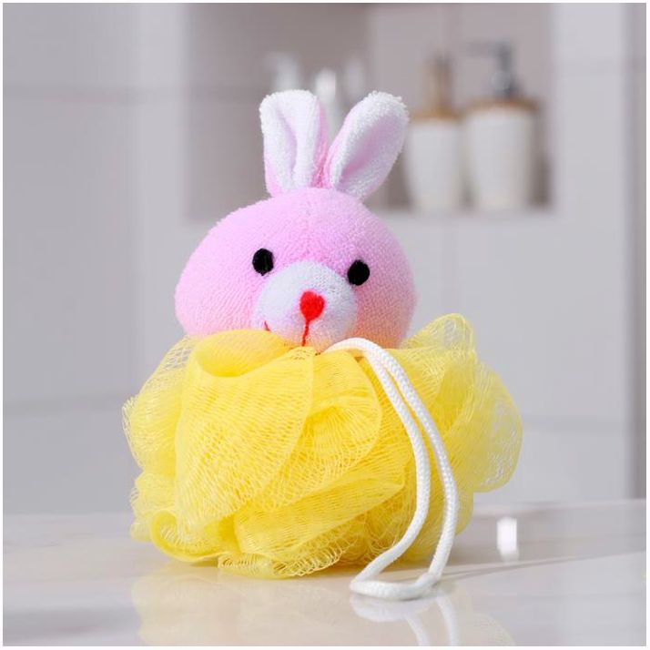 Мочалка детская с мягкой игрушкой Доляна «Зверята», 20 гр, игрушка и цвет МИКС артикул анонс 578055