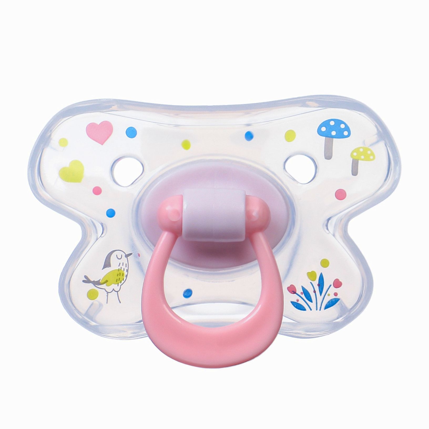 № 9844079 Набор Соска - пустышка с держателем, SL, ОРТД +12 мес., с колпачком «Зайка», розовый