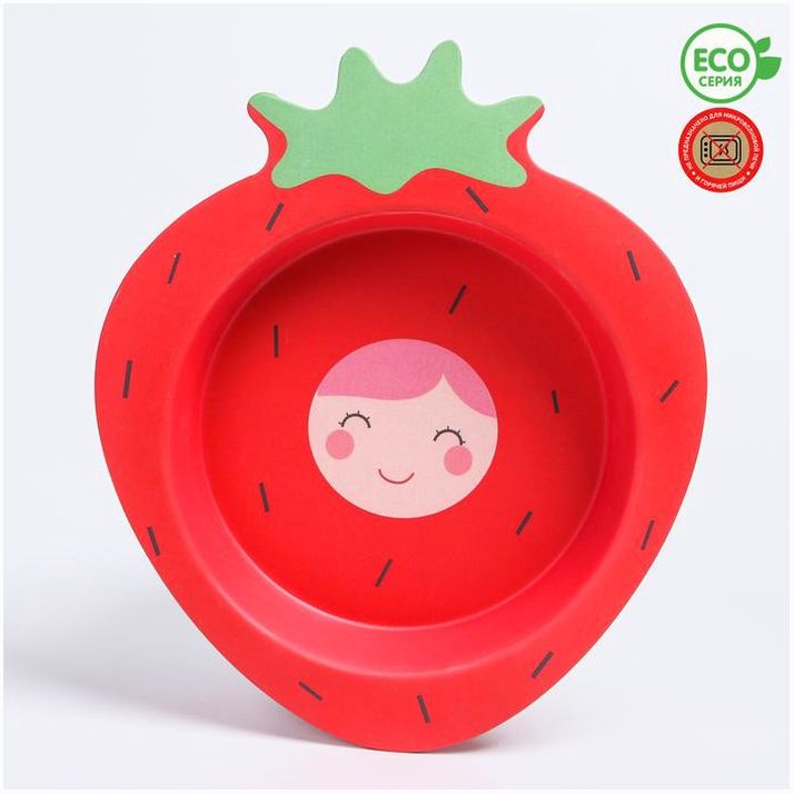 Миска «Клубничка» из бамбука артикул анонс 4645243