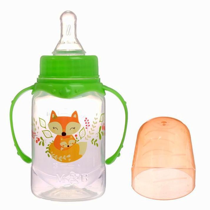 № 2969873 Бутылочка «Лисичка Соня», классическое горло, с ручками, 150 мл, от 0 мес., цвет зелёный