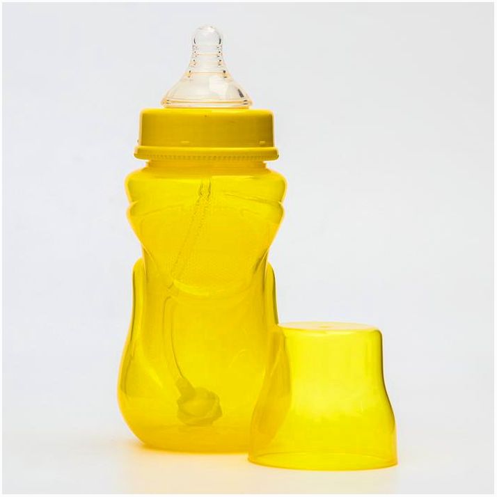 № 4770837 Бутылочка для кормления, широкое горло, средний поток, 300 мл., цвет желтый, +3мес