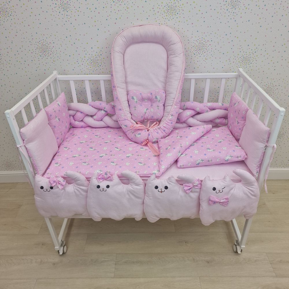 КПБ 16 пр (борт + пододеяльник + одеяло + наволочка + 2подушки + простынь + гнездо (бязь) артикул анонс 1173-0-1бб