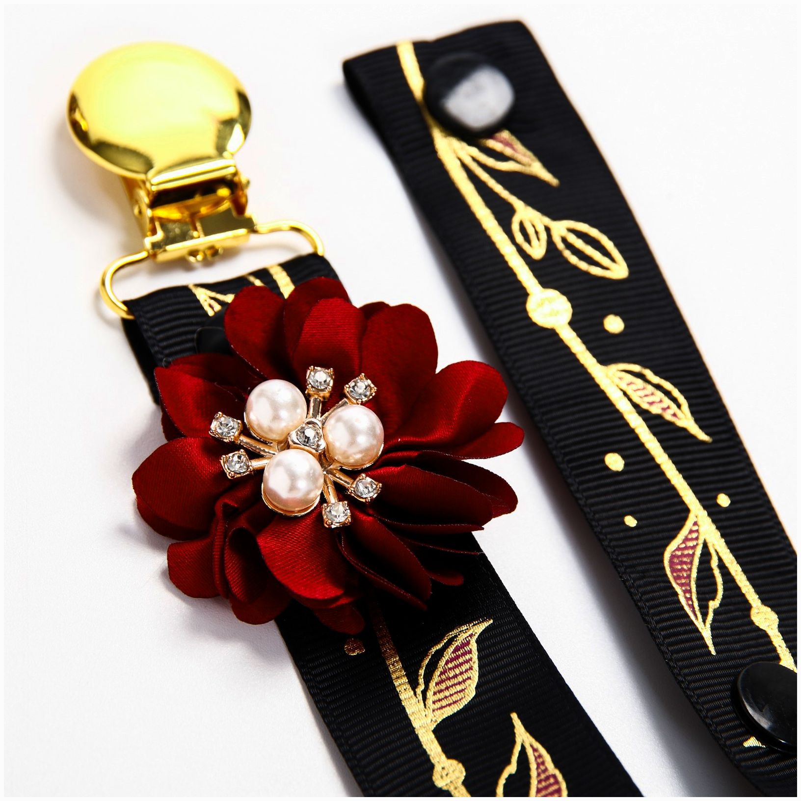 Картинка Держатель для соски - пустышки с лентой Little queen (№6031685) от магазина Мир детей Товары для Новорожденных