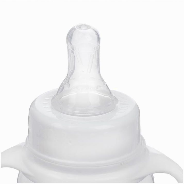 Картинка Бутылочка «Люблю молоко», классическое горло, с ручками, 150 мл., от 0 мес., цвет белый (№2969887) от магазина Мир детей Товары для Новорожденных