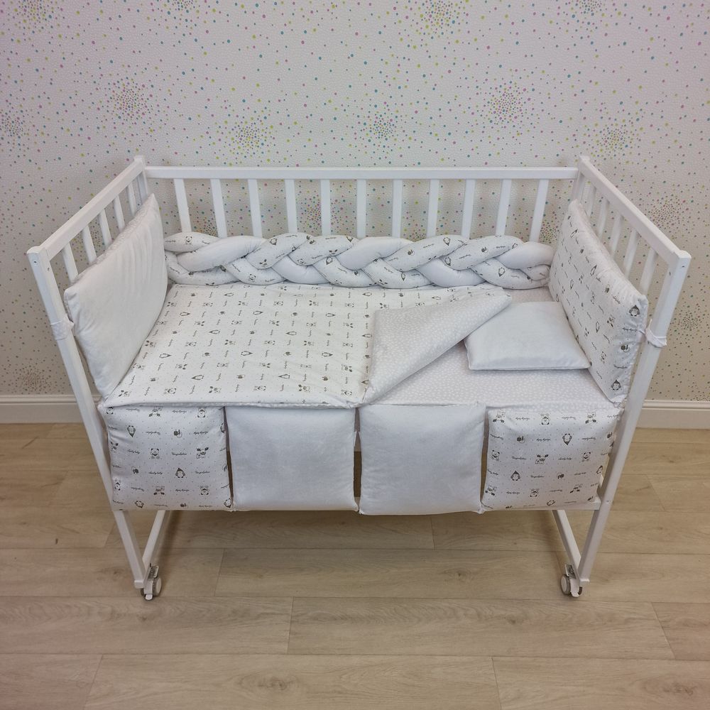 № 1165-0-1бб КПБ 13 пр (борт + пододеяльник + одеяло + подушка + простынь + (плюш/бязь) коса