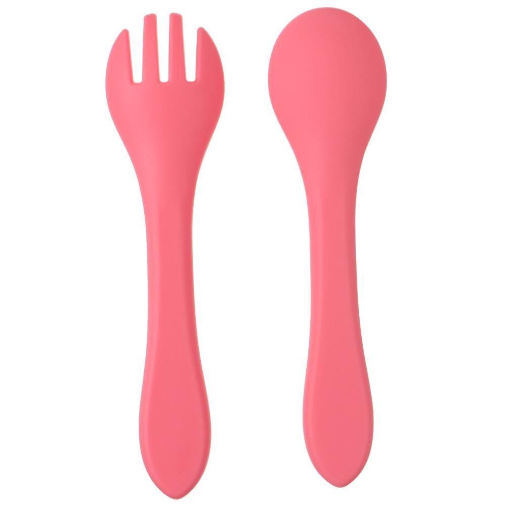 Картинка Набор детский столовых приборов, вилка и ложка (силикон), розовый (№10101179) от магазина Мир детей Товары для Новорожденных