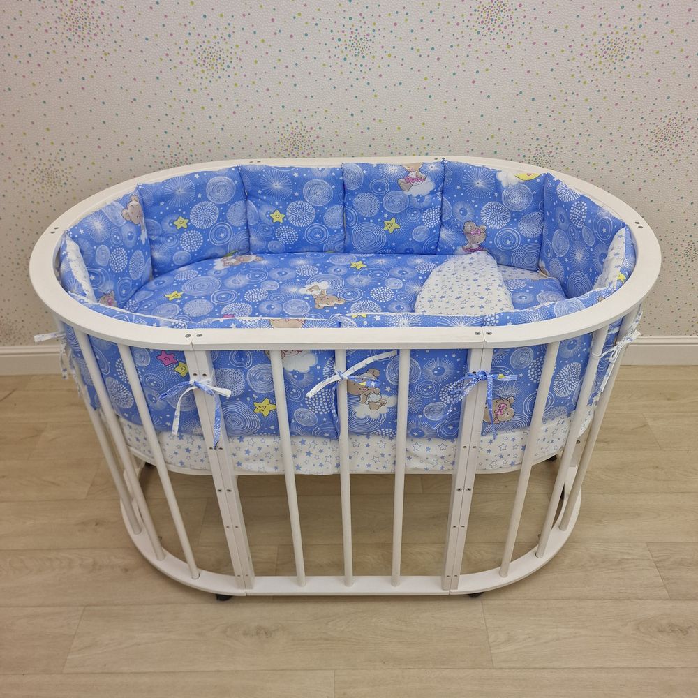 КПБ 19 пр (борт + пододеяльник + 2 одеяла + наволочка + подушка + 2 простыни (бязь) 12кв артикул анонс 1149-О-1бб_06