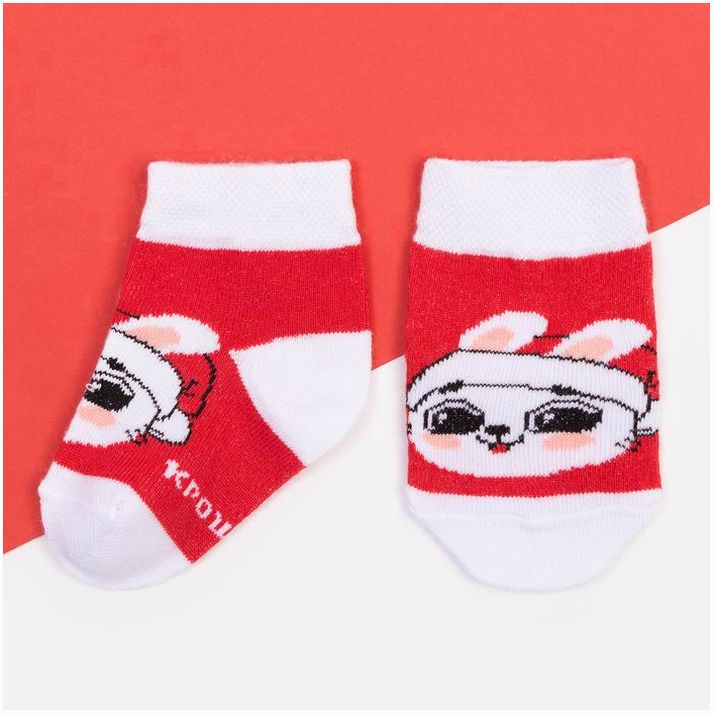 Картинка Набор новогодних носков Крошка Я «Зайчик», 2 пары, 6-8 см (№9085186) от магазина Мир детей Товары для Новорожденных