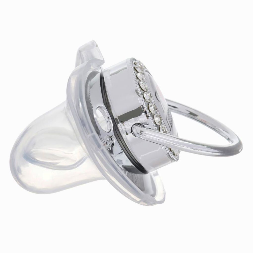 Картинка Набор: пустышка ортодонтическая с держателем «Я люблю папу» , от 6 мес,серебряная, стразы (№10092765) от магазина Мир детей Товары для Новорожденных