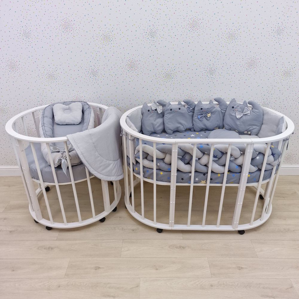 Картинка КПБ 18 пр (борт + пододеяльник + 2 одеяла + наволочка + 2 подуш + 2 прост + гнездо (бязь) (№1185-О-1бб) цвета в ассортименте от магазина Мир детей Товары для Новорожденных