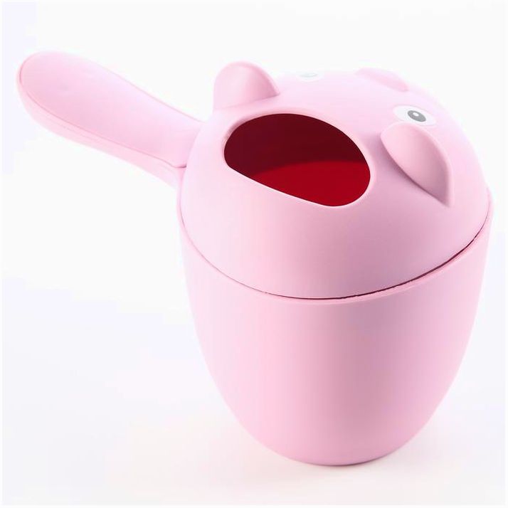 № 7761357 Ковш для купания и мытья головы, детский банный ковшик, хозяйственный «Мишка», цвет розовый