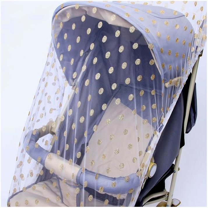 № 4733720 Москитная сетка на коляску универсальная «Золотой горошек» 100х130 см