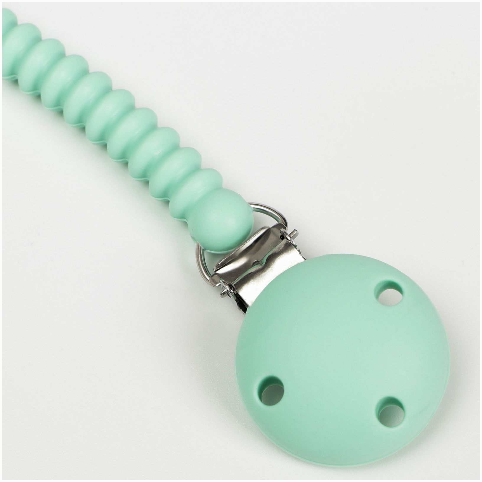 № 6977554 Держатель для соски - пустышки «Кольца», силиконовый, цвет зеленый