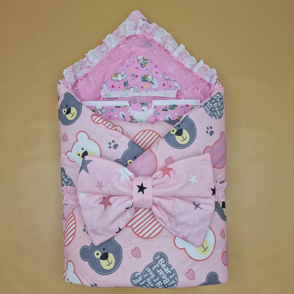 Картинка Конверт комплект на выписку 9 пр: одеяло+уголок+2 пеленки+2 распашонки+2 чепчика+бант (№1866-2-2) цвета в ассортименте от магазина Мир детей Товары для Новорожденных