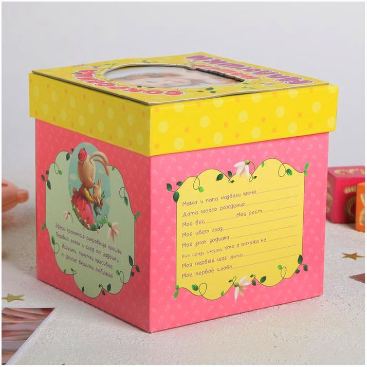 Картинка Памятная коробка для новорожденных "Сокровища нашей малышки" (№1113980) от магазина Мир детей Товары для Новорожденных