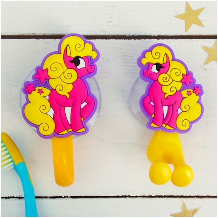 Картинка Набор «Пони», держатель для зубной щётки, крючок, мыльница, 13 х 9.5 см (№3944847) от магазина Мир детей Товары для Новорожденных