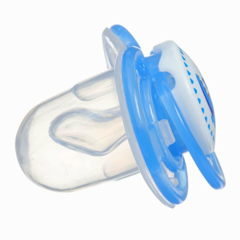 № 10095568 Соска- пустышка ортодотническая «Дино» с колпачком, +0 мес., голубой