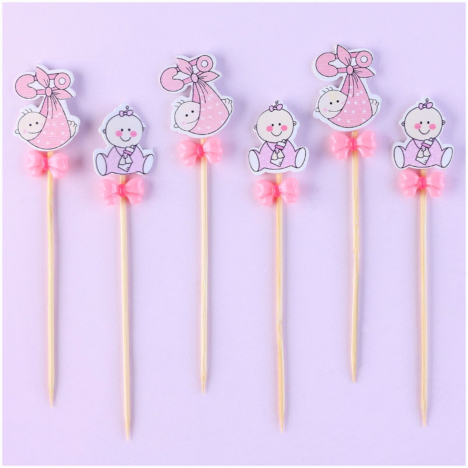 № 9867075 Шпажки «Ляльки», розовые, в наборе 6 штук