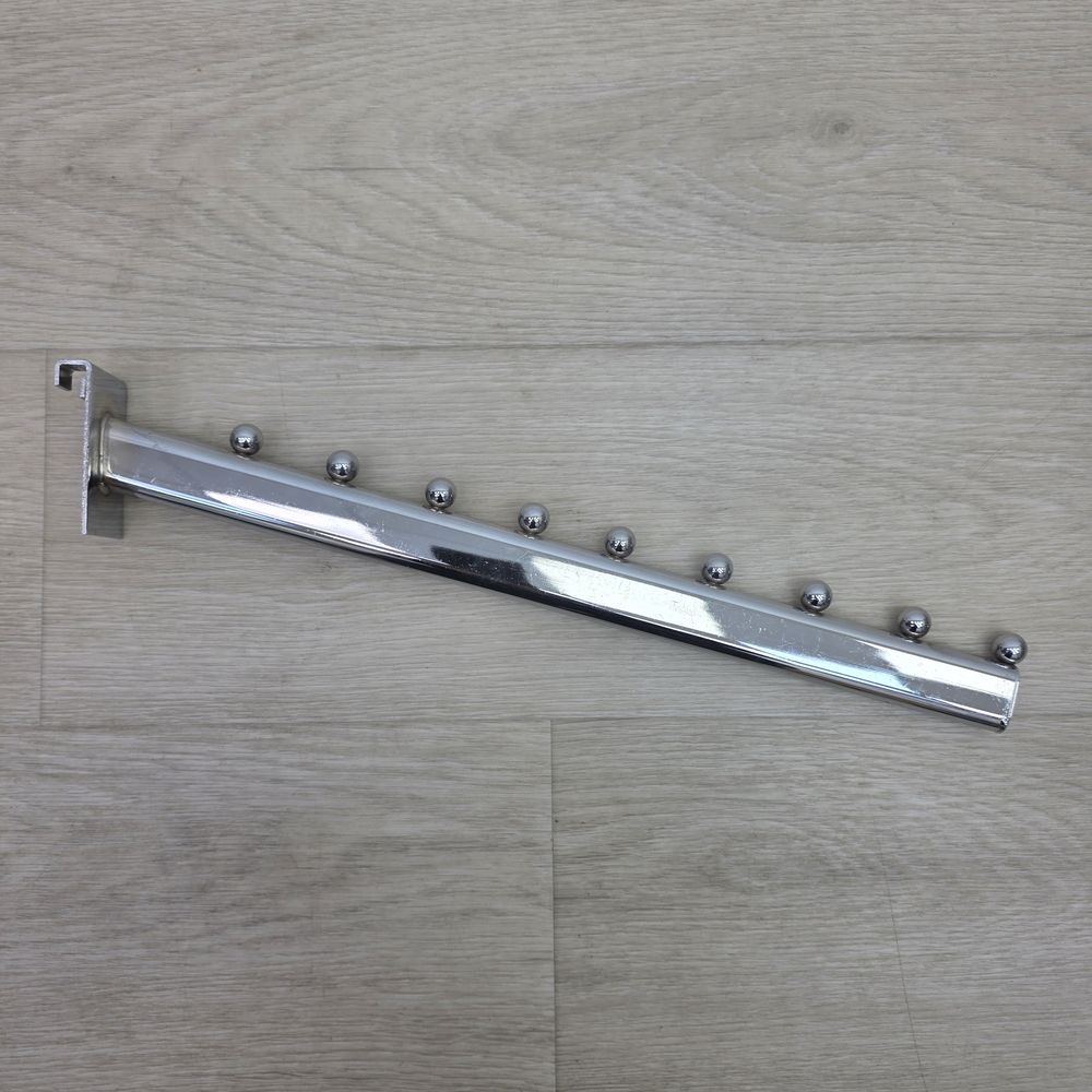 № Кр-9-40 Крючок (кронштейн) на торговую решетку (длина 40 см/9 шаров) хром