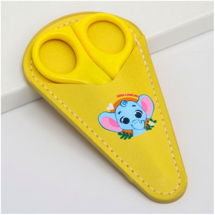 Детские, безопасные, маникюрные ножницы «Слоник», цвет жёлтый артикул анонс 5296246