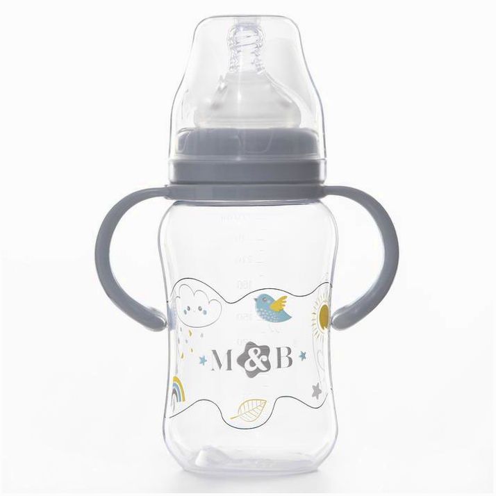 Бутылочка для кормления, широкое горло, от 3 мес., с ручками 270 мл. артикул анонс 7701969