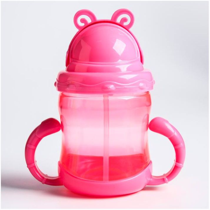 Картинка Поильник с силиконовой трубочкой 200 мл., с ручками, цвет МИКС (№4611377) от магазина Мир детей Товары для Новорожденных