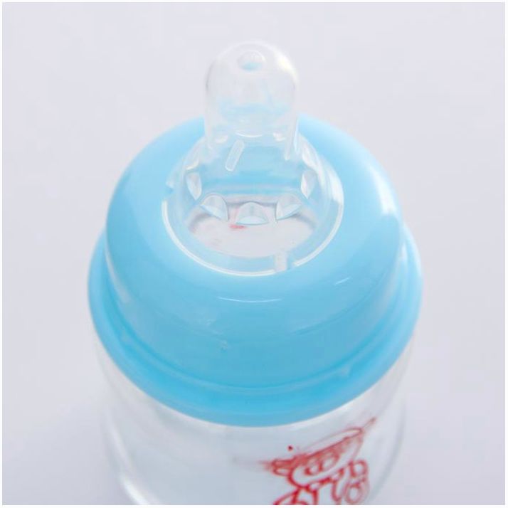 Картинка Бутылочка для кормления «Крошка Тэд», классическое горло, стекло, 60 мл., от 0 мес., цвет голубой (№4729892) от магазина Мир детей Товары для Новорожденных