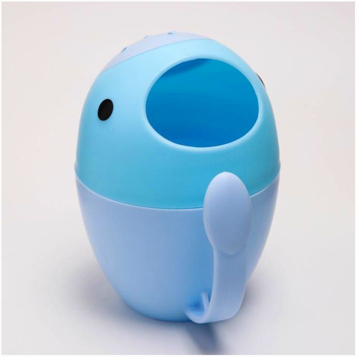 № 4350278 Ковш для купания и мытья головы, детский банный ковшик, хозяйственный «Кит», 400 мл., цвет голубой