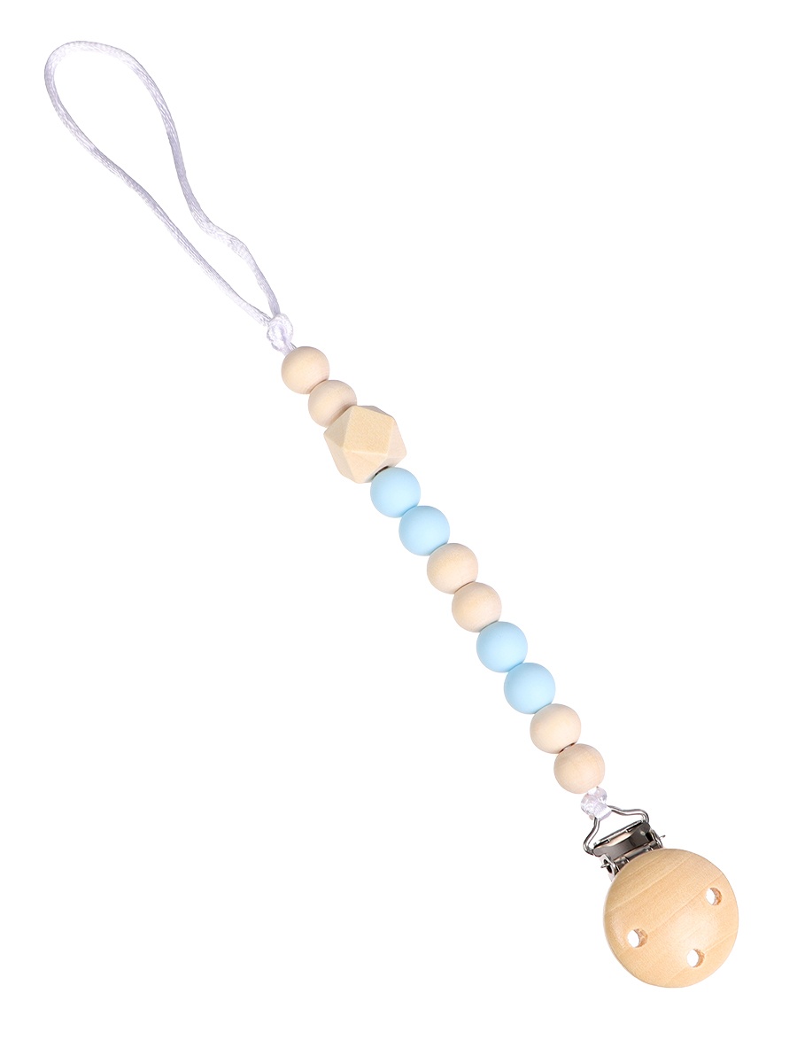 № 10855428 Держатель для пустышки деревянный, цвет бежевый/голубой,