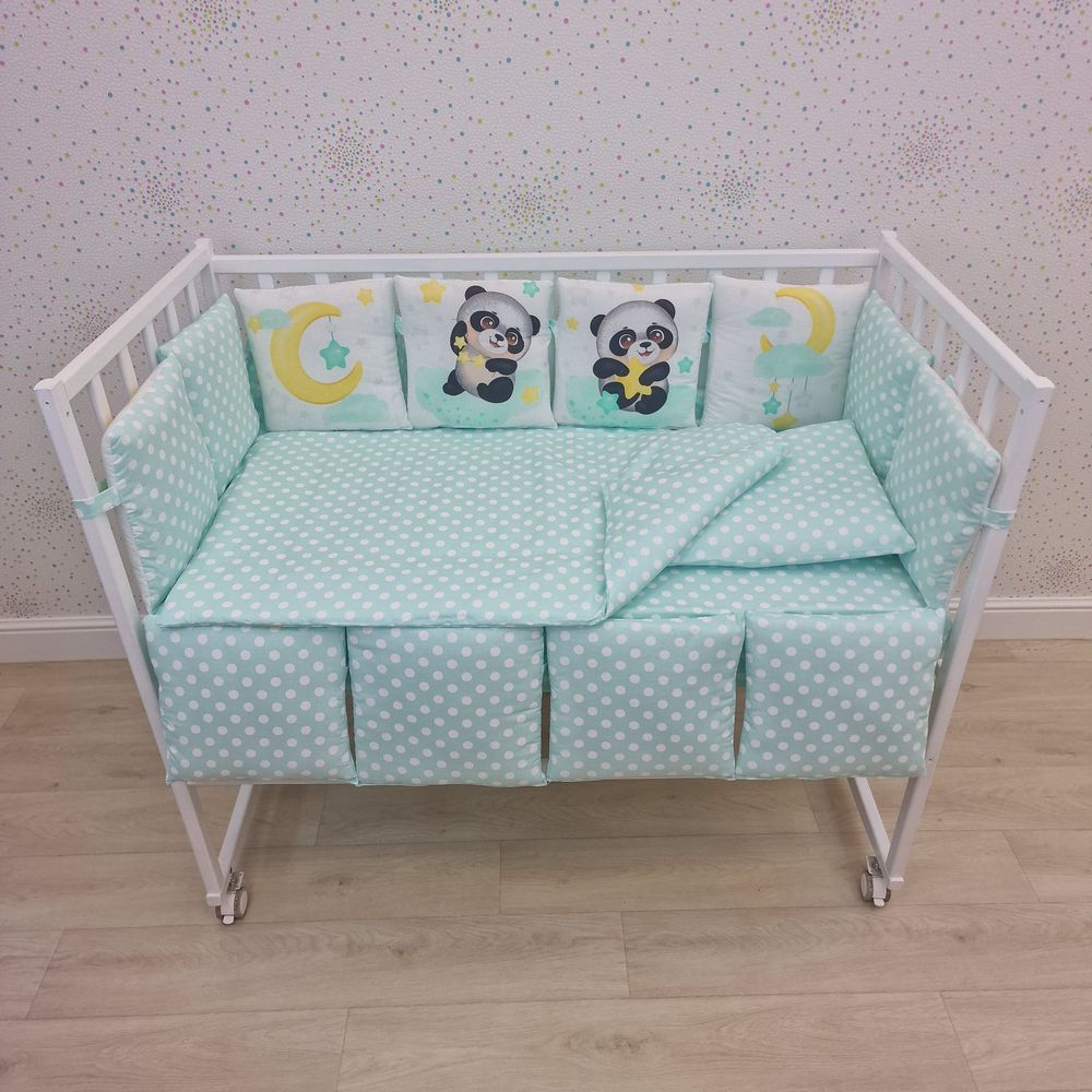 Картинка КПБ 17 пр "купон" (борт 4п+8 + одеяло + подушка + постельное белье (бязь/перкаль) 12кв (№К207_4а8бб) цвета в ассортименте от магазина Мир детей Товары для Новорожденных