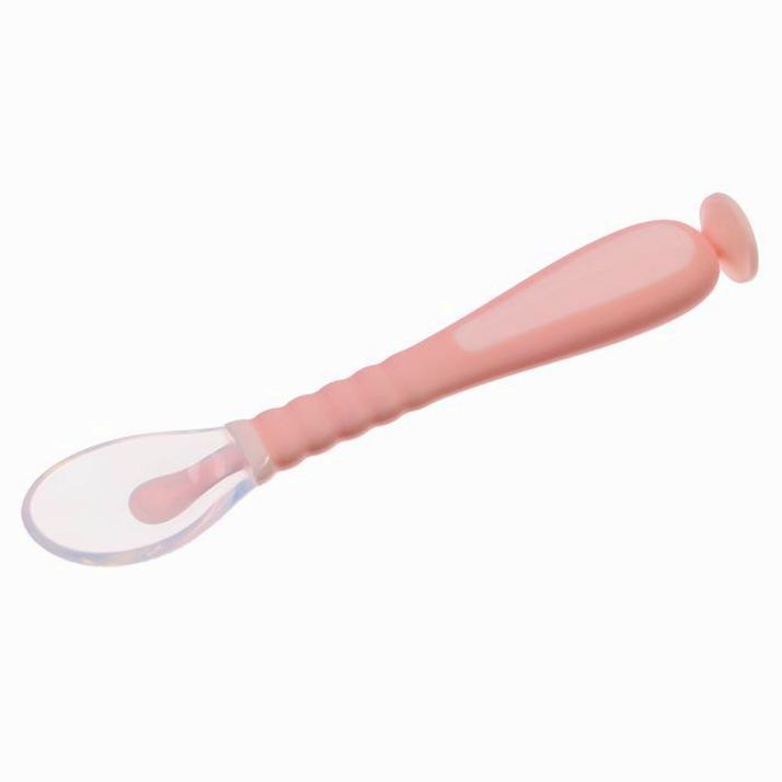 № 9037715 Ложка силиконовая детская на присоске, в контейнере, цвет розовый