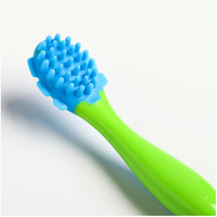 № 4477739 Прорезыватель, Крошка Я, щеточка, массажер для десен, от 6 мес, цвет зеленый/голубой.