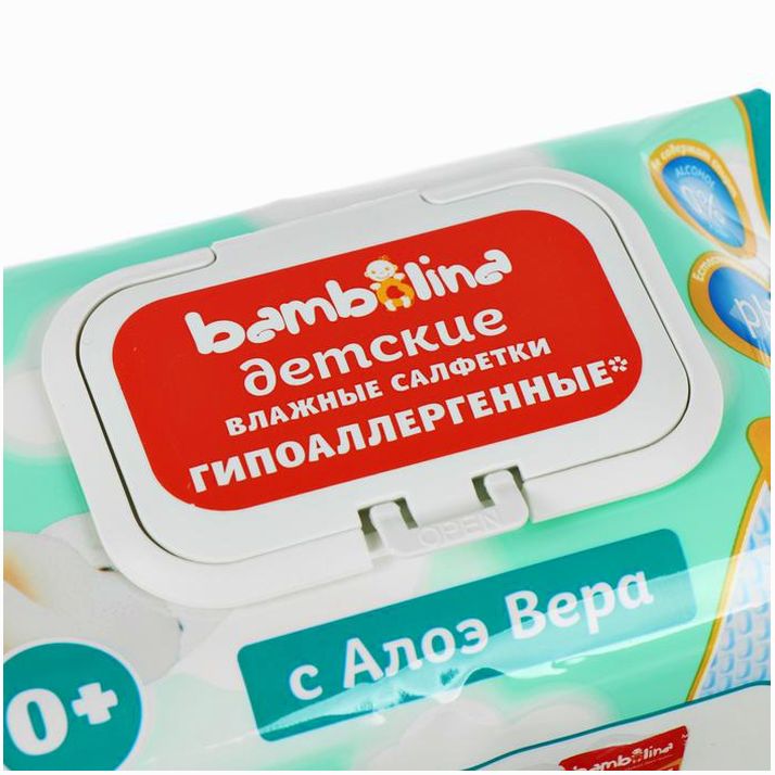 № 4816690 Влажные салфетки Bambolina, детские, с экстрактом алоэ, 120 шт.