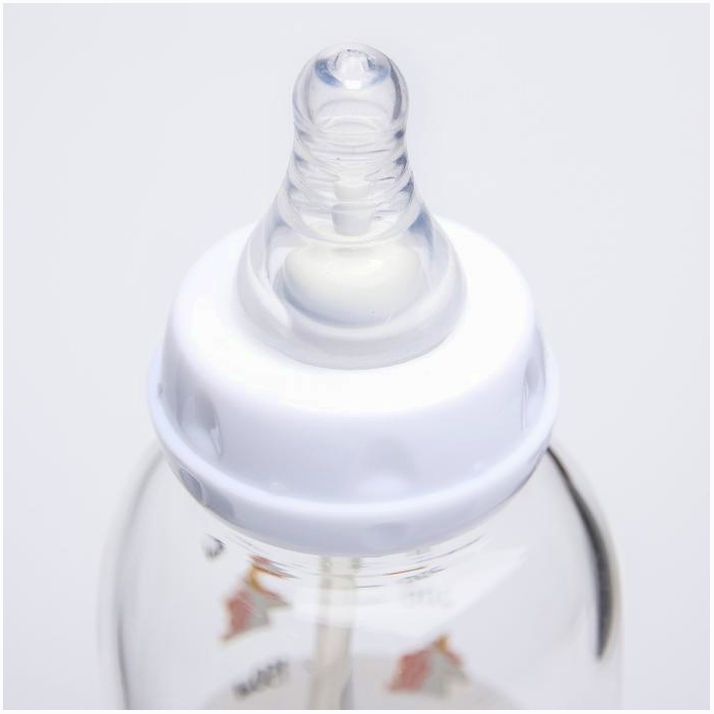 Картинка Бутылочка для кормления 250 мл., стекло, цвет белый, антиколик (№4770919) от магазина Мир детей Товары для Новорожденных