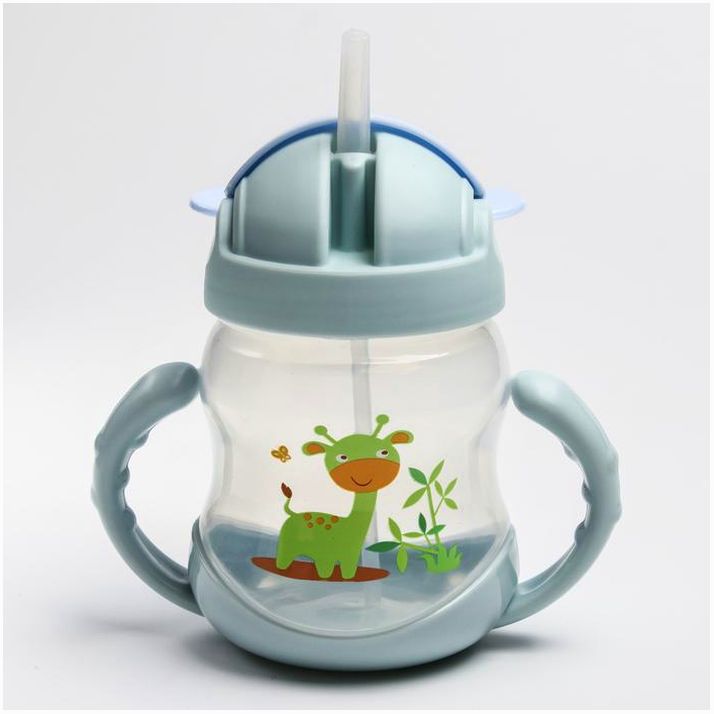 № 4724443 Поильник с силиконовой трубочкой и ручками, 250 мл., цвет МИКС